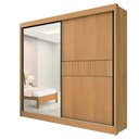Ver imagem 1 de Guarda Roupa Casal com Espelho 2 Portas 6 Gavetas - Titanium Ripado-cinamomo- Móveis D'doro