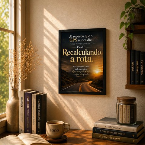 Quadro Frase Motivacional Recalculando a Rota Gps Decoração
