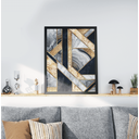 Ver imagem 6 de Kit 3 Quadros Moldura Preta 30x40cm Geométrico Preto Dourado