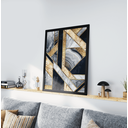 Ver imagem 4 de Kit 3 Quadros Moldura Preta 30x40cm Geométrico Preto Dourado