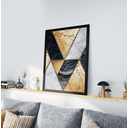 Ver imagem 2 de Kit 3 Quadros Moldura Preta 30x40cm Geométrico Preto Dourado