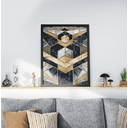 Ver imagem 3 de Kit 3 Quadros Moldura Preta 30x40cm Geométrico Preto Dourado