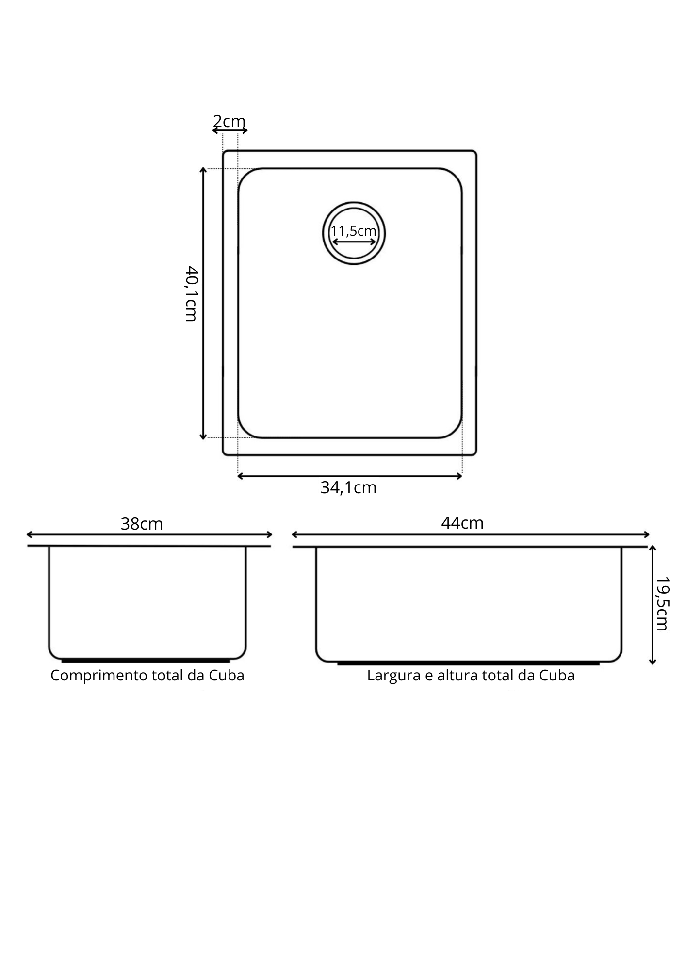 Cuba Aço Inox 304 Preta Black 44x38 Cm Moderna com Válvula Inovartte Icb13 - 5