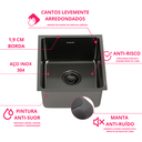 Ver imagem 6 de Cuba Aço Inox 304 Preta Black 44x38 Cm Moderna com Válvula Inovartte Icb13