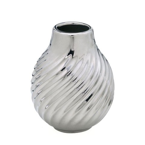 Vaso Decorativo Prata Bojudo Ondulado
