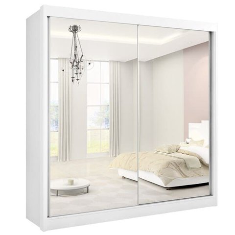 Guarda Roupa Casal Espelhado 2 Portas 6 Gavetas - Las Vegas-Branco - Móveis D'Doro