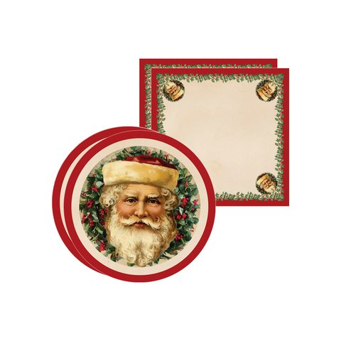 Kit Sousplat + Guardanapo Papai Noel Vintage - 2 Peças - sem Base