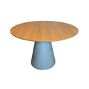 Ver imagem 1 de Mesa de Jantar Cone Redonda 150 Cm Base Cimento Queimado Tampo Freijó Linn Shop Mesa de Jantar Cone