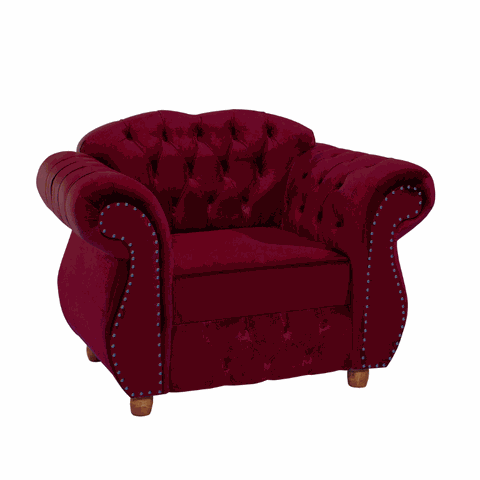 Poltrona Chesterfield Merlô Via Encanto Veludo Bordô