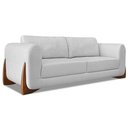 Ver imagem 6 de Kit Poltrona e Sofá 2 Lugares 1,80m Linho Cinza Pés Castanho