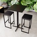 Ver imagem 1 de Conjunto Mesa Alta Bar Bistrô Quadrada Preta 2 Bancos Estofado Don Castro Decor