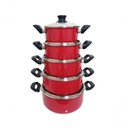 Ver imagem 1 de Jogo de 5 Panelas Alumínio Grosso 16 a 24 C/tampa de Vidro