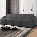 Ver imagem 2 de Sofá Cama Casal para Sala 396cm Polska K04 Linho Cinza Escuro - Mpozenato