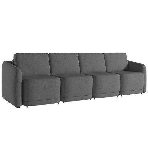 Sofá Cama Casal para Sala 396cm Polska K04 Linho Cinza Escuro - Mpozenato