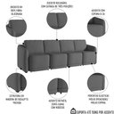 Ver imagem 3 de Sofá Cama Casal para Sala 396cm Polska K04 Linho Cinza Escuro - Mpozenato