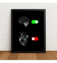 Ver imagem 1 de Quadro Decorativo Foco Razão Emoção Minimalista com Vidro Preto