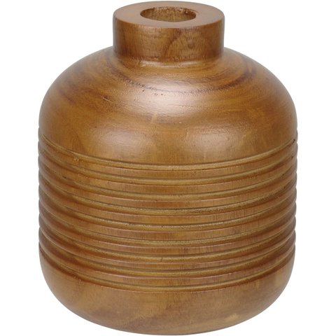 Vaso Decorativo de Madeira Natural 17x15x15cm Enfeite Sala Mesa Estante Aparador