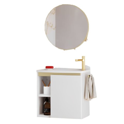 Kit Banheiro em Aço Jatoba 50cm com Lavatório Mont Branco - 103840 - Cozimax Kit Banheiro em Aço Jat