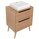 Ver imagem 1 de Gabinete 2 Gavetas com Cuba para Banheiro Bn3600x39 Amendoa Tecno Mobili