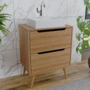 Ver imagem 2 de Gabinete 2 Gavetas com Cuba para Banheiro Bn3600x39 Amendoa Tecno Mobili