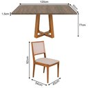 Ver imagem 3 de Mesa Isabela 1,2m Freijó Pés Cerejeira Madeira Maciça 4 Cadeiras Suellen Completo - Bege Linho