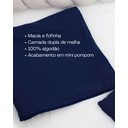 Ver imagem 3 de Manta Cueiro Bebê Malha com Pompom 70x80cm: Marinho