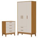 Ver imagem 1 de Guarda Roupa Infantil Flip 3 Portas com Cômoda Gaveteiro Infantil Flip Areia Acetinado Savana -