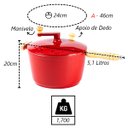 Ver imagem 3 de Pipoqueira Alumínio Vermelha Pipoca Doce Salgada 5100ml 24cm