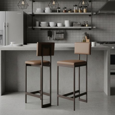 Kit 2 Banquetas Hator para Balcão e Área Gourmet Marrom