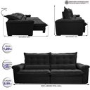 Ver imagem 2 de Sofá Retrátil e Reclinável 2,55m Cama inBox Big Fresh com SoftGel D40 Velupluma Preto
