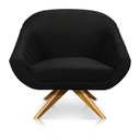 Ver imagem 1 de Poltrona Giratória Giovana Suede Preto Base Madeira MA30 - D’Rossi