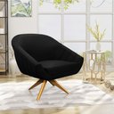 Ver imagem 2 de Poltrona Giratória Giovana Suede Preto Base Madeira MA30 - D’Rossi