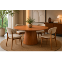 Ver imagem 2 de Mesa de Jantar Roma Redonda 06 Lugares 150cm Base Amêndoa Tampo Madeira