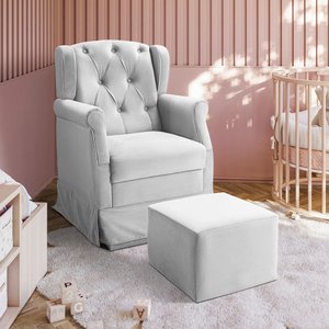 Poltrona Cadeira de Amamentação Balanço + Puff Ternura Material Sintético - Star Confort Poltrona Am