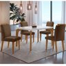 Conjunto Sala de Jantar Mesa Liz 120cm com Vidro Canto Reto e 4 Cadeiras Athenas Moderna - 1