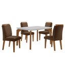 Ver imagem 2 de Conjunto Sala de Jantar Mesa Liz 120cm com Vidro Canto Reto e 4 Cadeiras Athenas Moderna