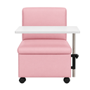 Ver imagem 3 de Ciranda Cadeira para Manicure com Mesa Regulável, Gaveta e Rodízios - Rosa