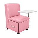 Ver imagem 1 de Ciranda Cadeira para Manicure com Mesa Regulável, Gaveta e Rodízios - Rosa