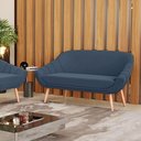 Ver mais imagens de Namoradeira 2 Lugares Suede Azul Marinho Pés Palito Natural