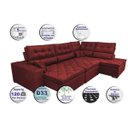 Ver imagem 4 de Sofá de Canto Retrátil e Reclinável com Molas Cama Inbox Platinum 3.40x2.36 Tecido Suede Vermelho