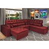 Sofá de Canto Retrátil e Reclinável com Molas Cama Inbox Platinum 3.40x2.36 Tecido Suede Vermelho - 1