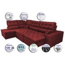 Ver imagem 4 de Sofá de Canto Retrátil e Reclinável com Molas Cama Inbox Platinum Esquerdo 3.40x2.36 Suede Vermelho