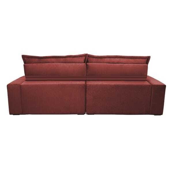 Sofá Retrátil e Reclinável 3,12m com Molas Ensacadas Cama Inbox Soft Tecido Suede Vermelho - 7