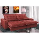 Ver imagem 1 de Sofá Retrátil e Reclinável 3,12m com Molas Ensacadas Cama Inbox Soft Tecido Suede Vermelho