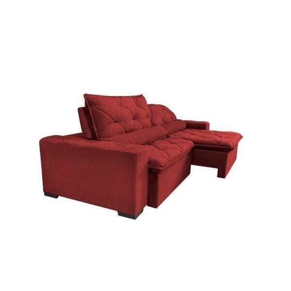 Sofá Lisboa 2,52M Retrátil e Reclinável, Molas No Assento Tecido Suede Velusoft Vermelho Cama - 8