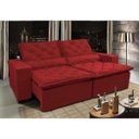 Ver imagem 1 de Sofá Lisboa 2,72M Retrátil e Reclinável, Molas No Assento Tecido Suede Velusoft Vermelho Cama