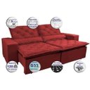 Ver imagem 3 de Sofá Lisboa 2,72M Retrátil e Reclinável, Molas No Assento Tecido Suede Velusoft Vermelho Cama