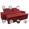 Sofá Lisboa 2,72M Retrátil e Reclinável, Molas No Assento Tecido Suede Velusoft Vermelho Cama - 3