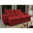 Ver imagem 1 de Sofá Lisboa 3,12M Retrátil e Reclinável, Molas No Assento Tecido Suede Velusoft Vermelho Cama