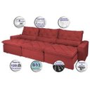 Ver imagem 5 de Sofá Lisboa 3,52M Retrátil e Reclinável, Molas No Assento e Almofadas Lombar Tecido Suede